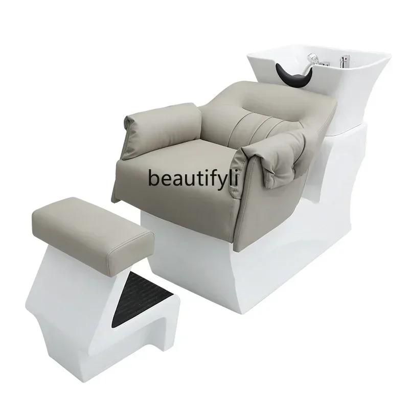 

New Arrivals Barber Shop Simple Shampoo Chair Salon Ceramic Deep Basin Flushing Bed Hair Salon