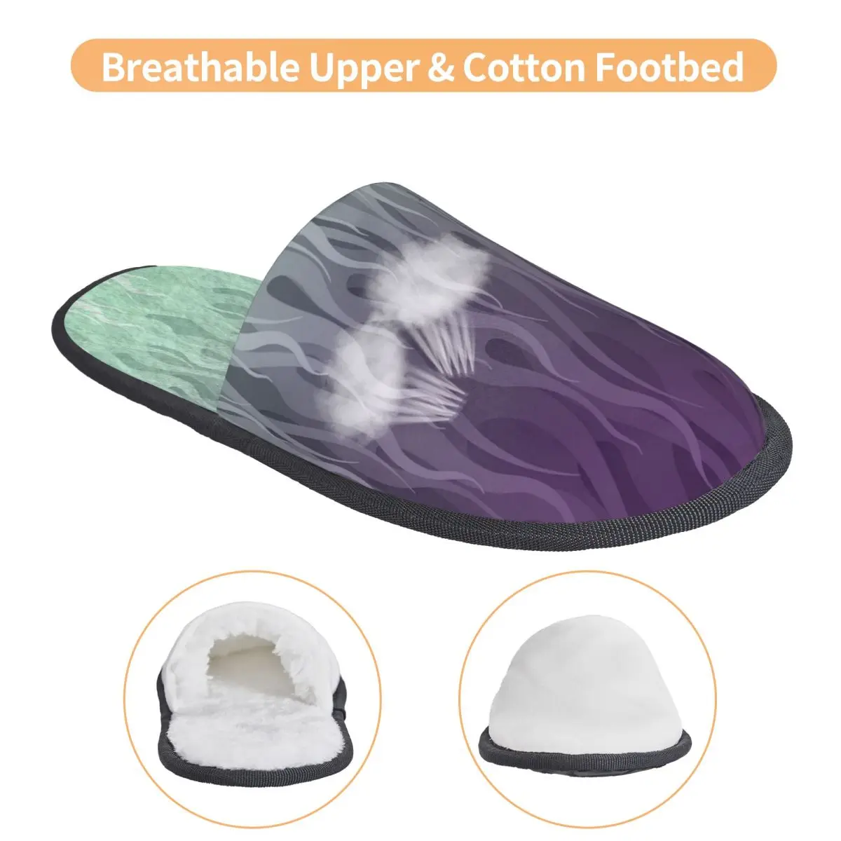 Custom Women Purple Blue Burning Fire Flames Pattern House Slippers Cozy Warm Memory Foam Fluffy Slipper Indoor Outdoor Shoes