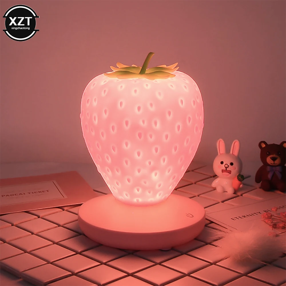 Led Energy-saving Lamp Creative Led Silicone Eye Protection Strawberry Night Light Bedside Decoration Atmosphere Lamp USB Light