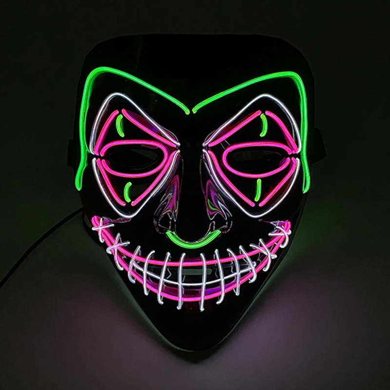 Masque de purge à LED pour hommes et femmes, masque lumineux au néon, olympiques de cosplay, décor d'Halloween, masque complet