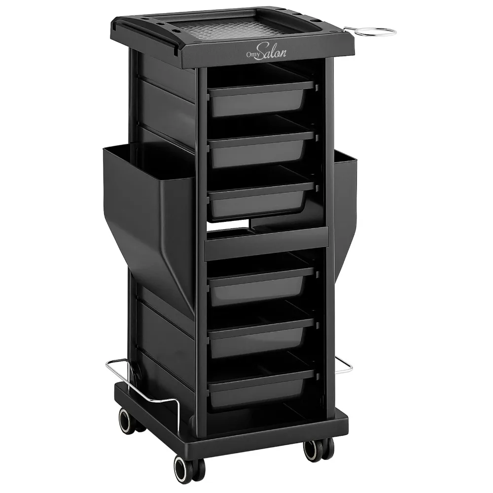 Rolling Salon Trolley Cart with Wheels 6 Drawers, Beauty SPA Storage Organizer for Stylist, Hair Tool Holder Mobile