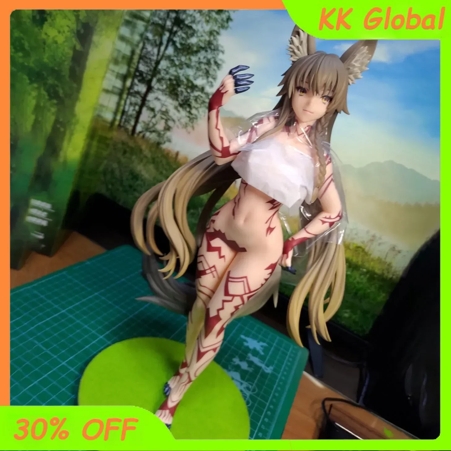 

31cm Fox Ear Mulberry Anime Figures Fox Ears Beast Mother Wolf Girl Yellow Body of Egg Sexy Beauty Kawaii Action Figure Gift Toy