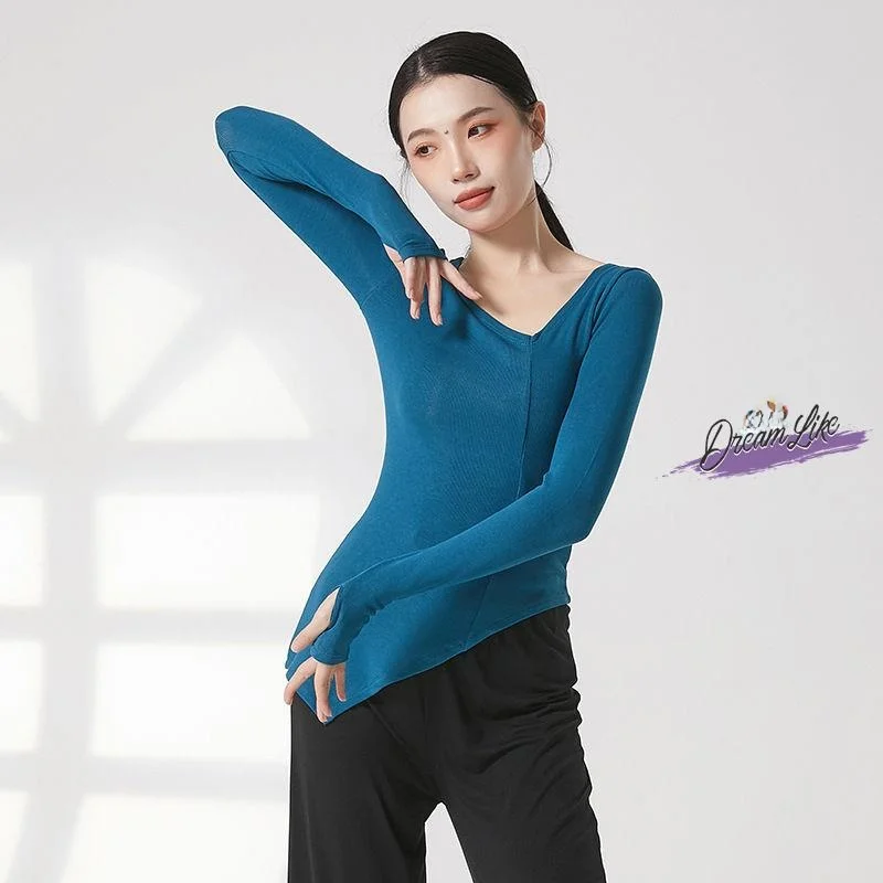 

Одежда для современного танца и йоги: комплект для занятий классическим танцем с длинными рукавами, высокой эластичностью, для студентов, хлопковый, с закрытыми пальцами