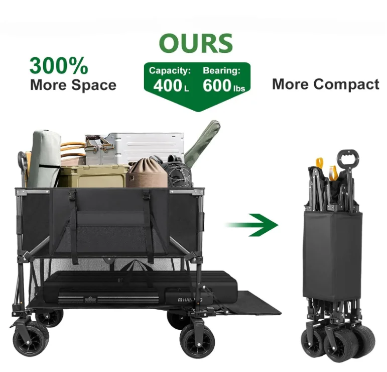 Transport Trolley Foldable Practical Trolley Removable Canopy Wide Wheel Brake Customized Wholesale