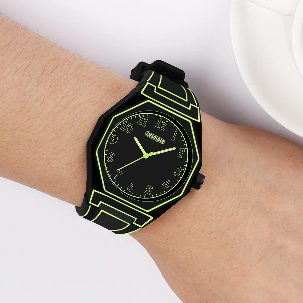 Preppy Style Quartz Wrist Watch - Round Dial, Electronic Drive, Silicone Strap, Unisex image 6