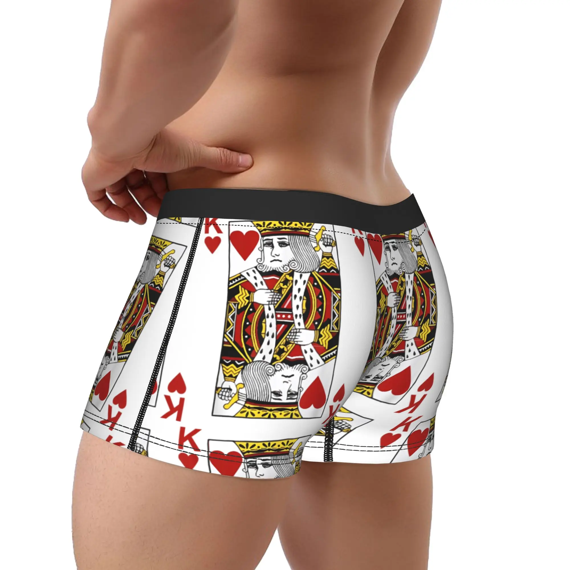 Men Boxer Briefs Shorts Panties King Of Hearts Blackjack Cards Poker 21 K  Breathable Underwear  Male Humor Plus Size Underpants