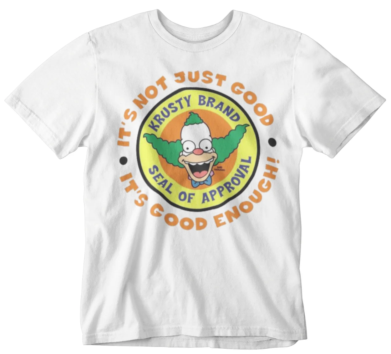 Krusty Brand T Shirt Retro Seal of Approval Clown Movie Film Classic Cartoon