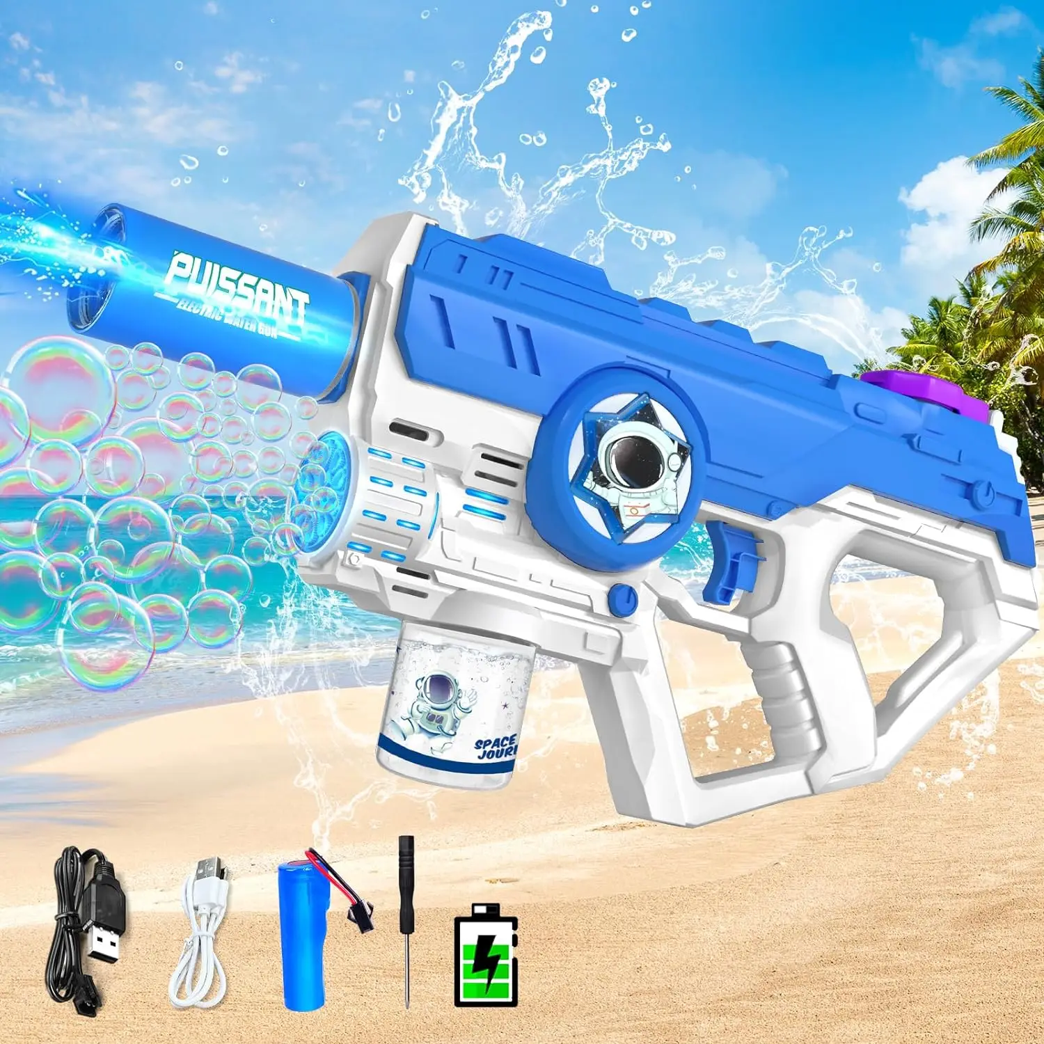 

VATOS Electric Water Gun Toy for Kids Adults 2 in 1 Automatic Water Squirt Rechargeable Water Pistol Summer Pool Beach Toys