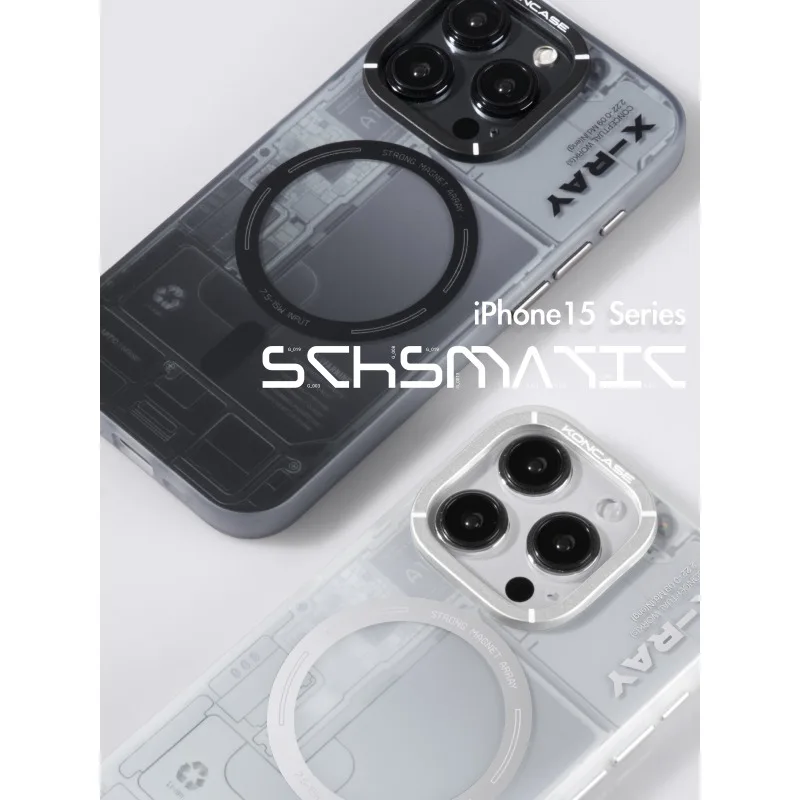 

KONCASE Phone Case For iPhone 14 Pro iPhone 15 Pro Max Semi-Permeable Structure Circuit Board Magnetic Frosted Case