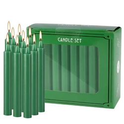 Green 40-Count 4-Inch Stick Candles, Drip-Free, Smokeless, Unscented, Household Dinner Candles, Hand-Poured, Premium Quality, Suitable for Churches, Homes, Weddings, Parties, Seasonal Celebrations, Emergencies, and Home Decoration, Perfect for Valentine's Day, Father's Day, Mother's Day
