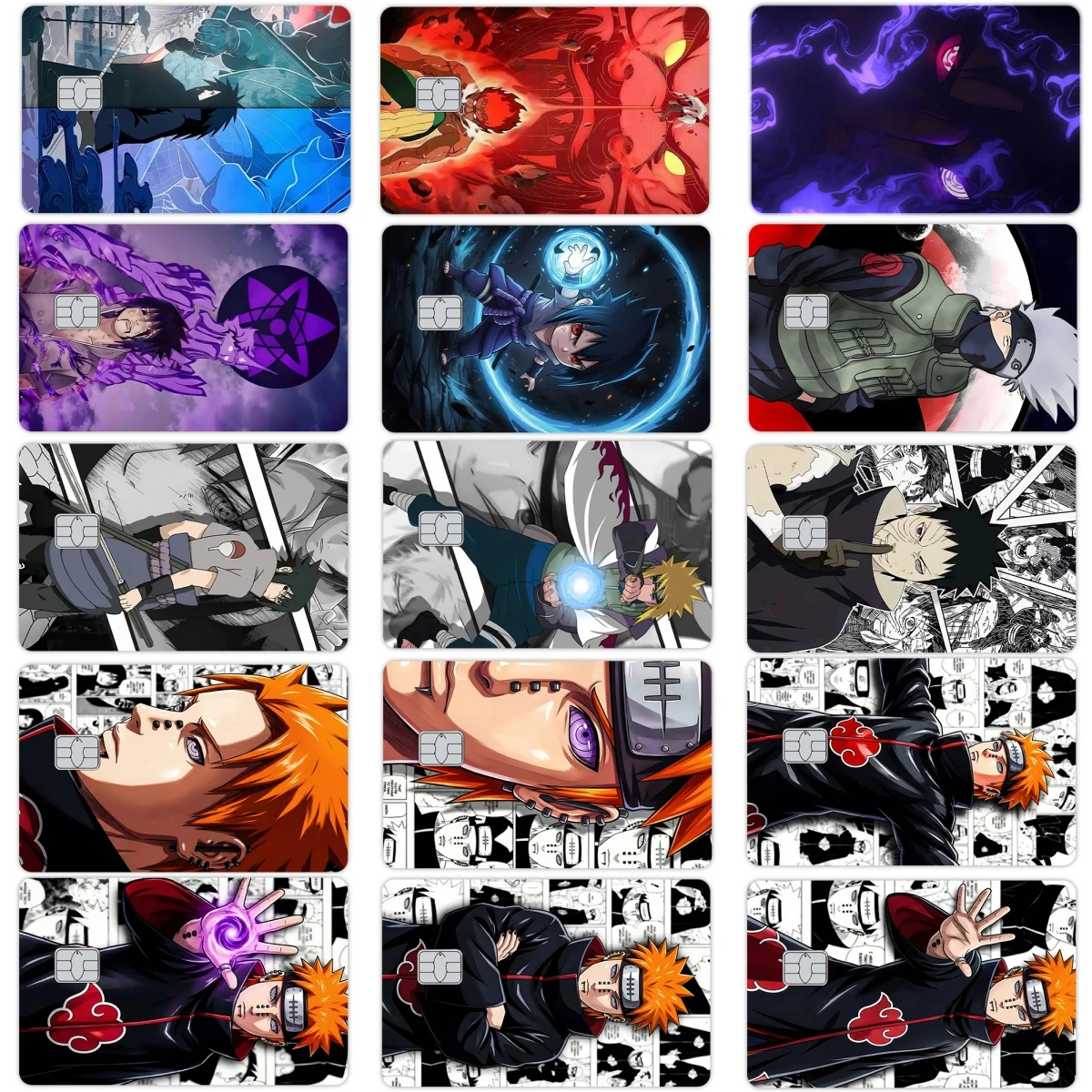 

Новые глянцевые наклейки-скины Y2K в стиле лазерного аниме (Саске, Какаши) для кредитных и дебетовых карт, DIY мультяшные защитные наклейки для студентов, подарок