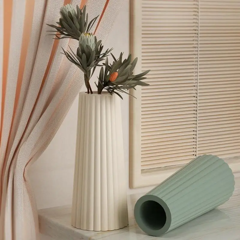 

R3MC 2 Pcs Striped Vase Mold Pen Holder Silicone Mold DIY Desktop Decoration Tool