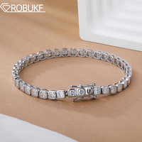 3*3mm Asscher Cut Full Moissanite Tennis Bracelets for Women D Color Square Diamond 925 Sterling Silver Jewelry GRA Certificate