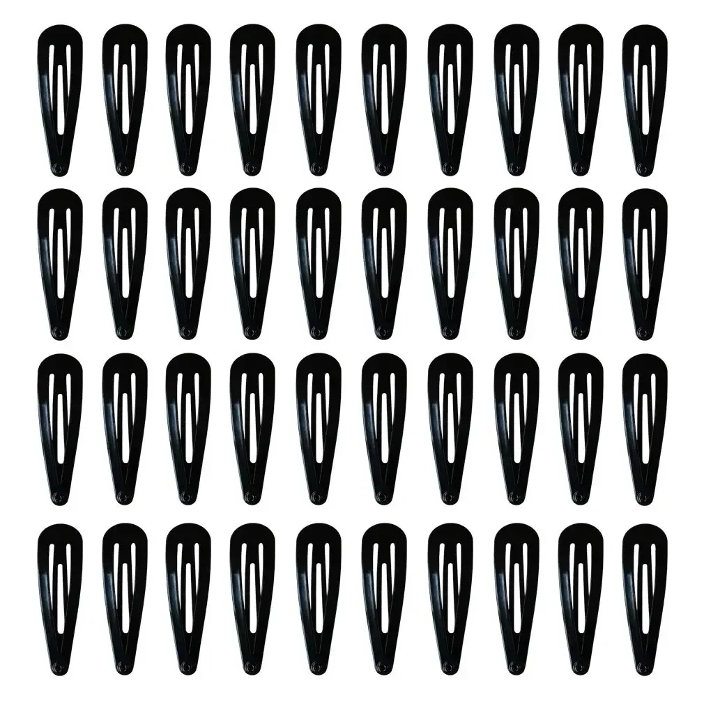 40Pcs Black Hair Clips 2 Inch Barrettes Women Metal Snap Hair Clips Girl Waterdrop Hairpins Kawaii BB Clip Hair Accessories