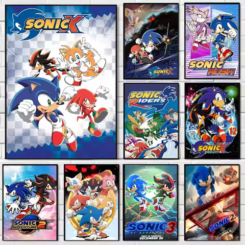 S-Sonic X-X Anime Classic Movie Posters Fancy Wall Sticker For Living Room Bar Decoration Room Wall Decor