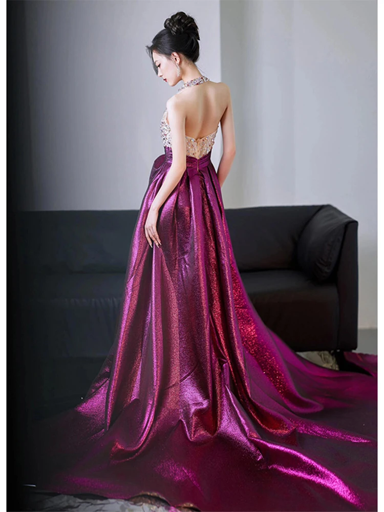 Ele vestido de noche largo Ne colgante Sle boda Dr rendimiento de lujo Dr para novia trabajo pesado KTV Par Dr