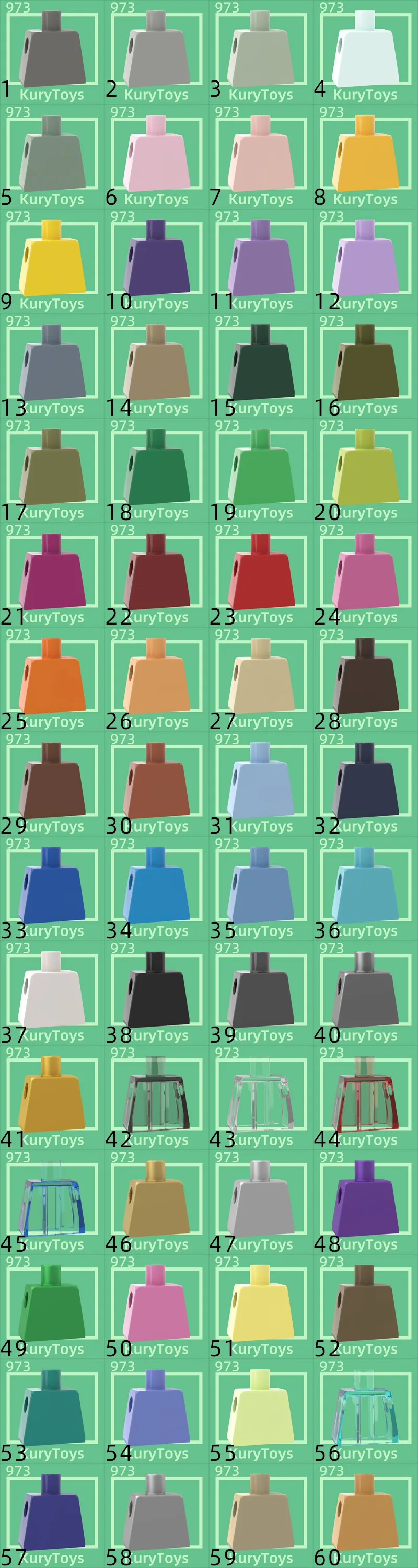Kury Toys DIY MOC für 973 # 100 Stück Bausteinteile für Karosserieteil Torso Plain – Detail 3
