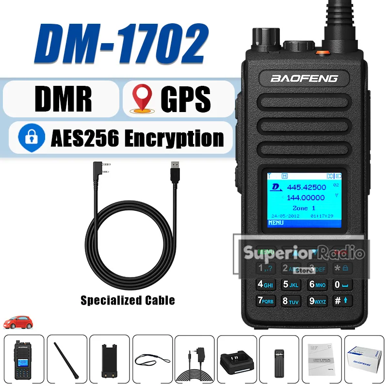 Baofeng DM-1702 Walkie Talkie DMR Radio GPS Function AES256 Encryption High Capacity Long Range SMS VHF UHF High Sound Quality