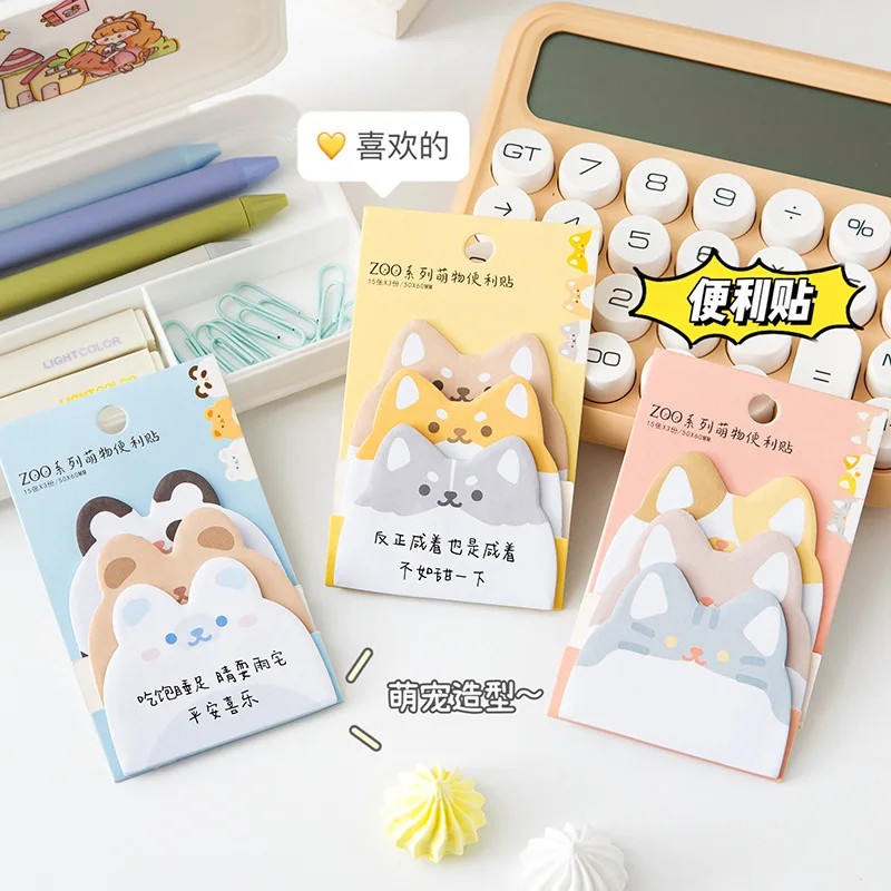 1 pc Kawaii Animals Rabbit Dog Cat Bear 3 Layers Sticky Notes Memo Pad To Do List Planner Sticker Notepad Cute Office Stationery