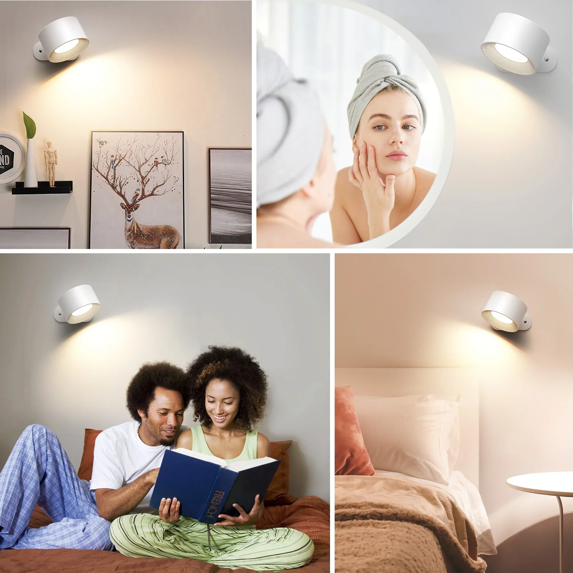 Imagem -06 - Modern Led Wall Sconces Lâmpada Usb Charge 2000ma Bateria Touch Controlled 3-level Brilho Modos 360 ° Rotação Livre 1pc Pcs