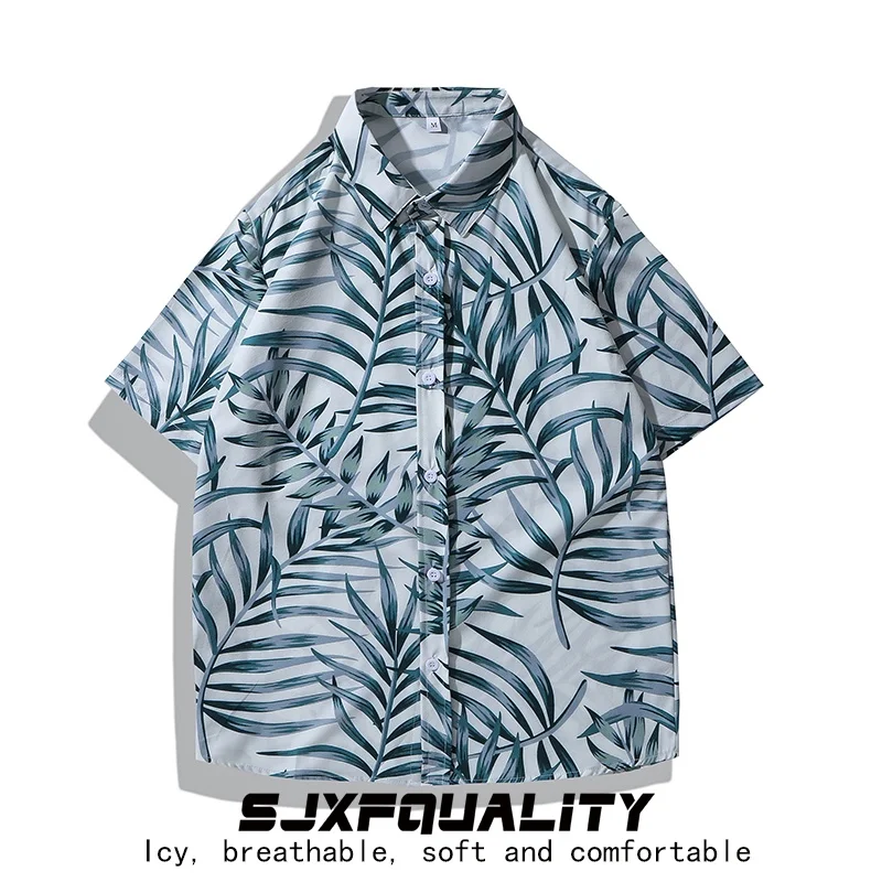 Haibinzoulu-camisa de playa de manga corta para hombre, Top estampado