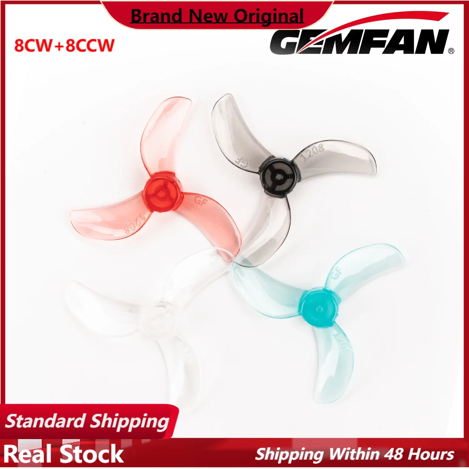 8Pairs(8CW+8CCW) Gemfan 1208 31mm 3-Blade Propeller 0.8mm 1mm 1.5mm (Random Color) for FPV Tinywhoop Drones DIY Parts