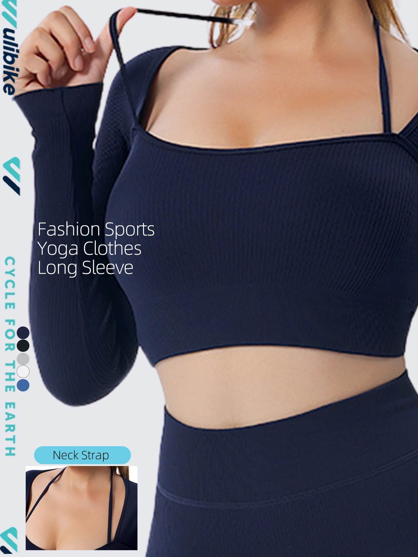 

Wulibike женский топ с короткими рукавами, бесшовный топ для йоги, фитнеса, спортивных тренировок, одежда для бега, тренировочная одежда с длинными рукавами, плечевой ремень