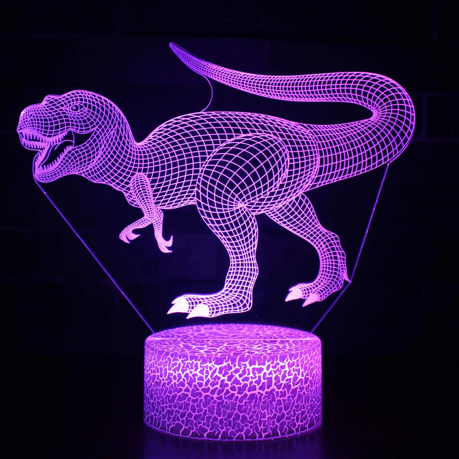 Adorable Cute Lovely 3D Dinosaur LED Night Light with Acrylic Glasses - Beautifully Designed and Perfectly Cute Table Lamp for C