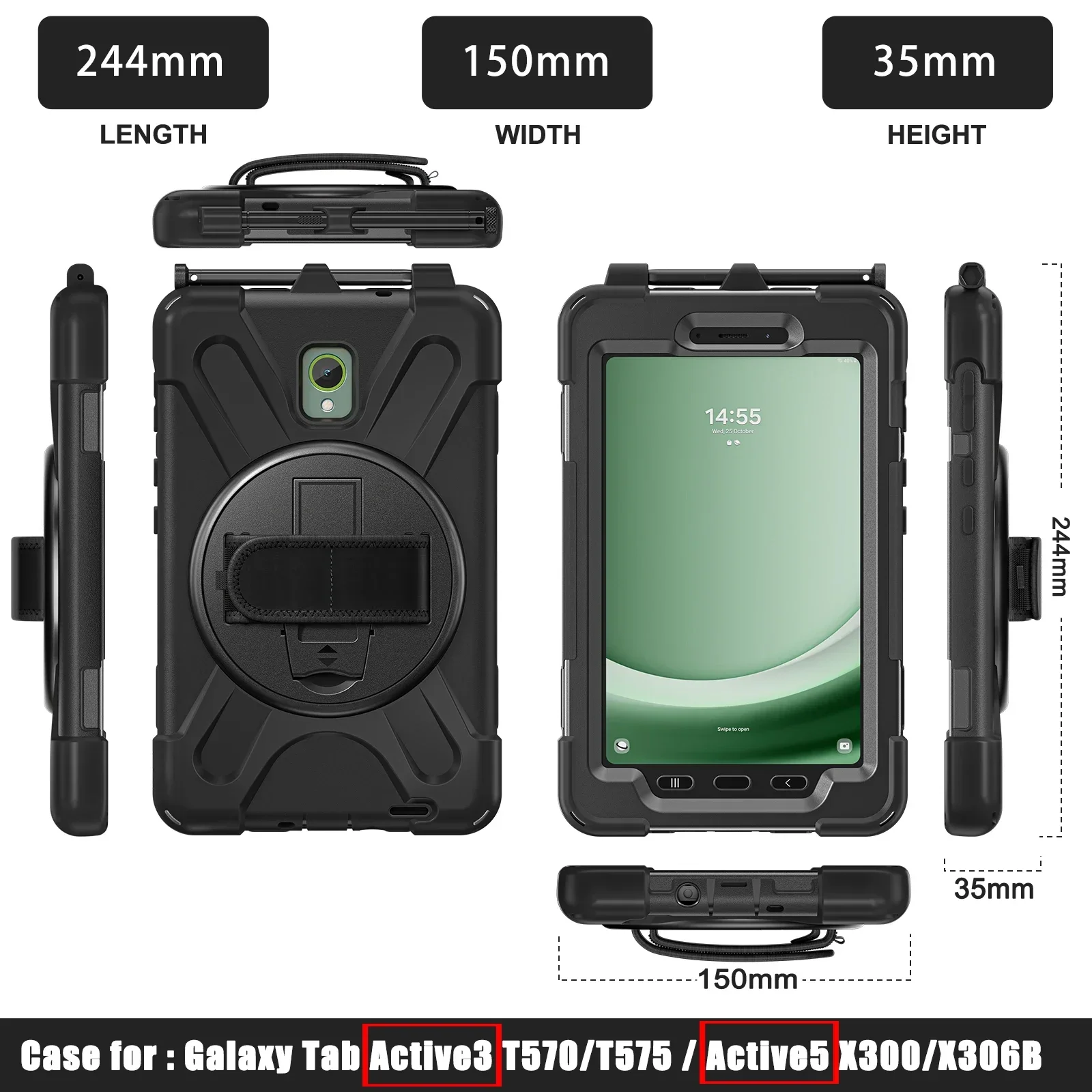 Case for Samsung Galaxy Tab Active5/Active 3 8.0 inch 2024  Active 4 Pro 5 Pro 10.1