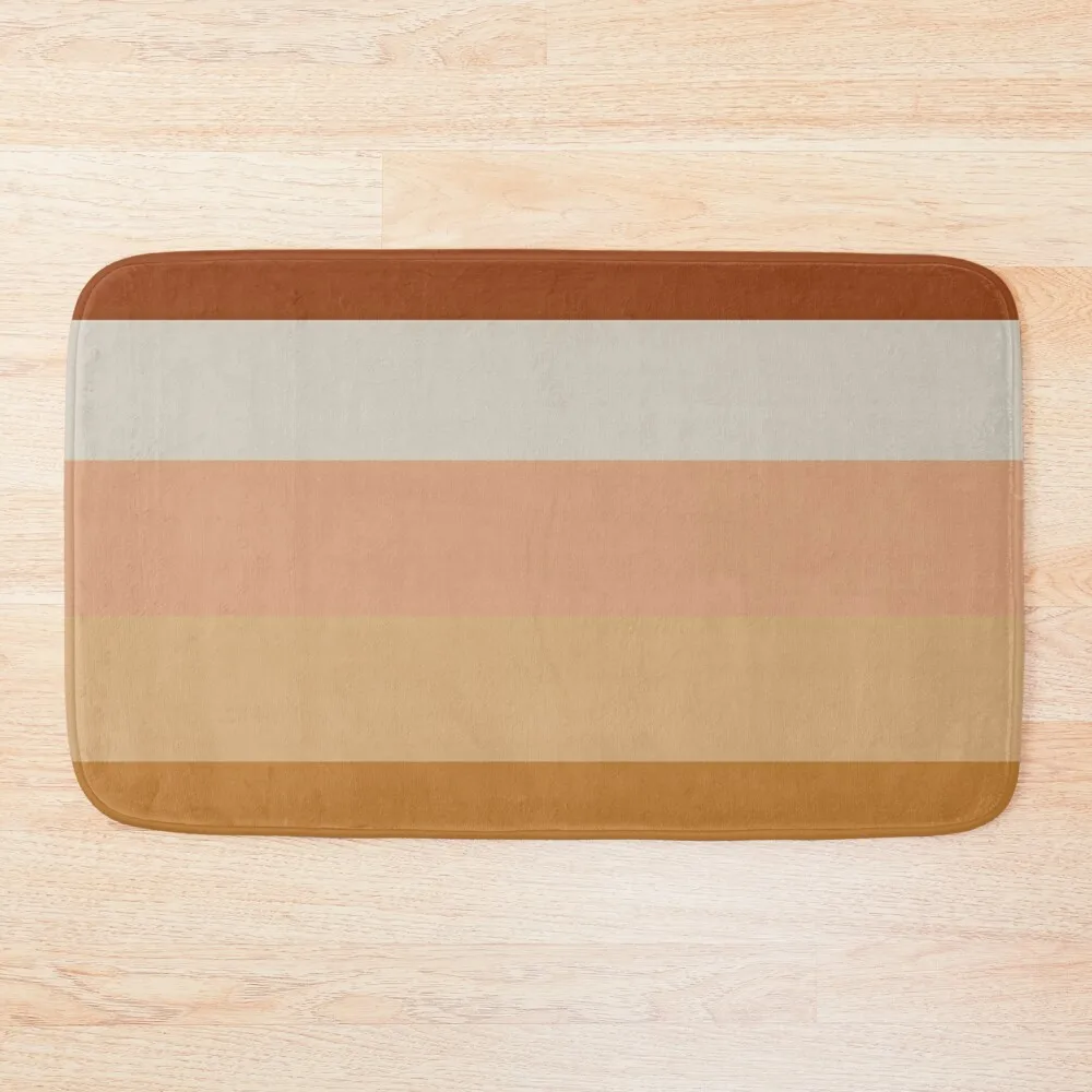 

Soothing Earth Tone Stripes Minimalist Pattern in Rust, Terracotta, Millennial Pink, and Apricot Bath Mat