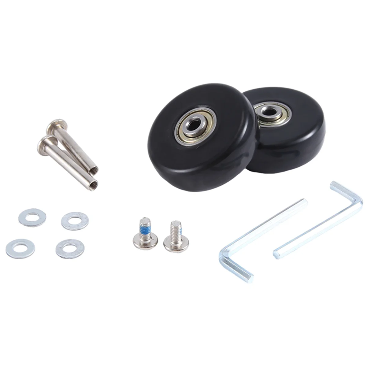 

ABQR 45x18mm Set of 2 Luggage Suitcase Replacement Wheels,PU Swivel Caster Wheels Carbon Steel Bearings Repair Kits