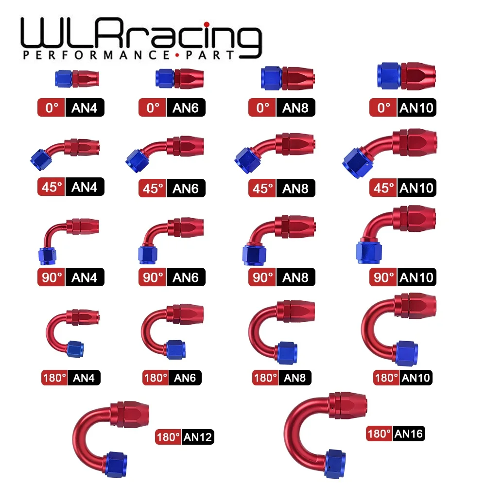 

AN4 AN6 AN8 AN10 AN12 AN16 Straight 0 45 90 180 Degree Oil Fuel Swivel Hose End Fitting Oil Hose End Adaptor Kit Red and Blue