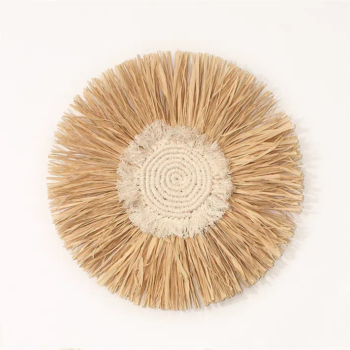 Nordic Style handmade  cotton straw wall decoration wall painting Scandinavian Handmade Rattan Wall Hanging Rattan Wall Decor