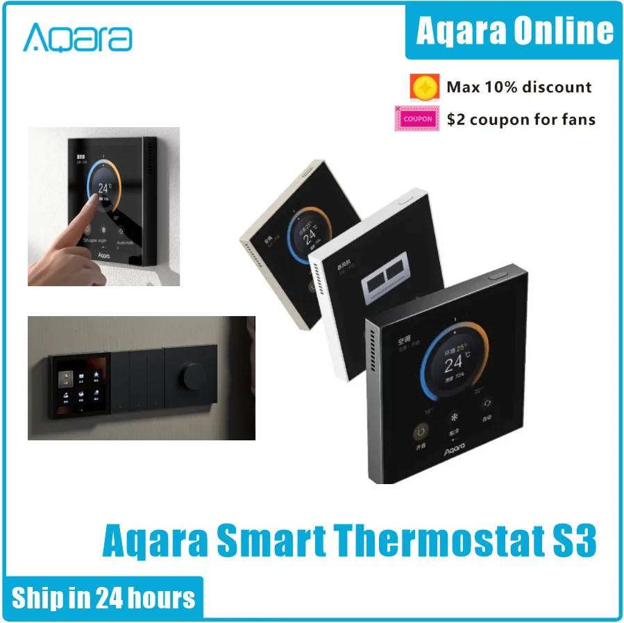 

Aqara Smart Thermostat S3 Touch Screen 3.95" Panel Voice / Remote Control Support Sensing Temperature Humidity For Home Homekit