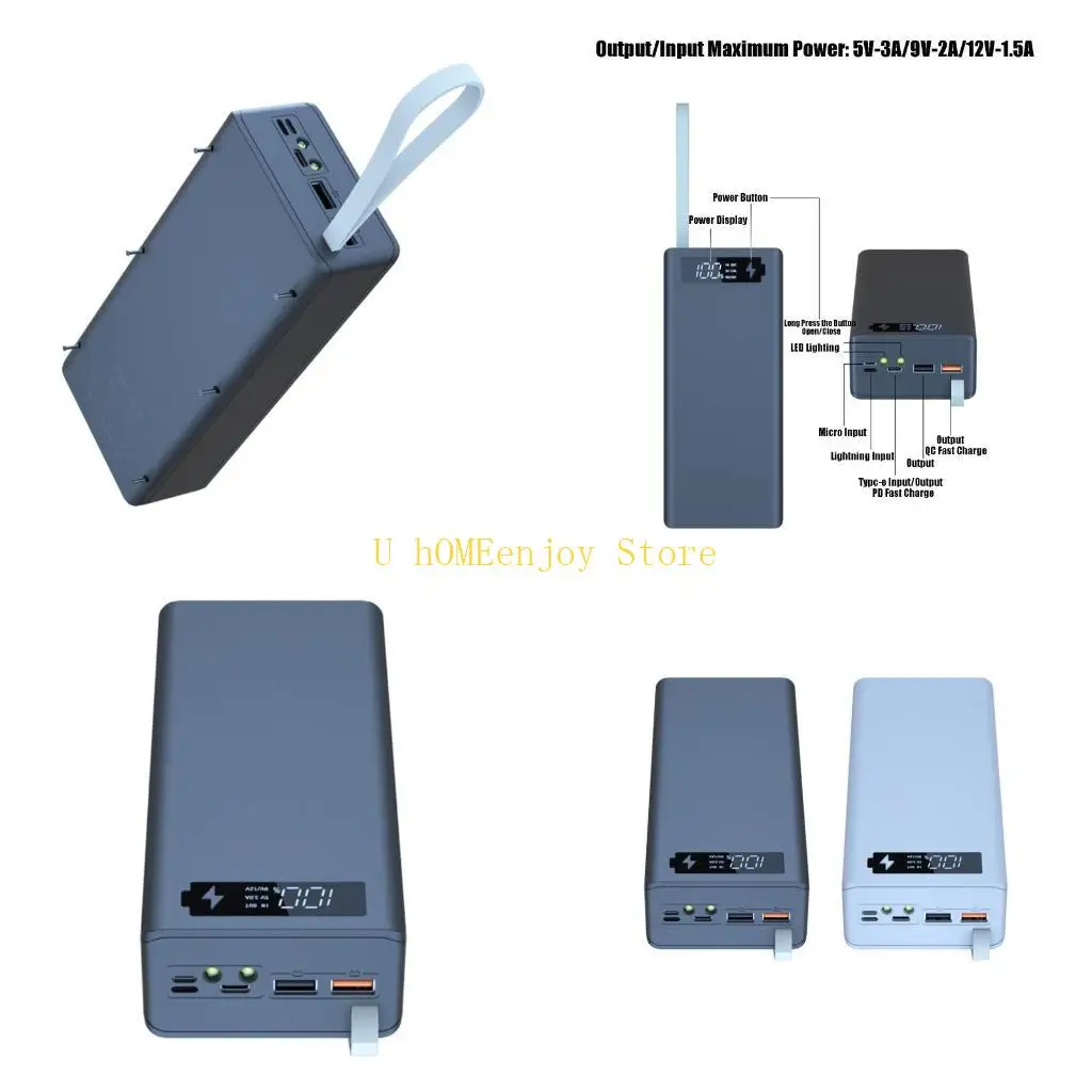 B0KF Removable Welding-free 16-section 18650 DIY Mobile Power for Shel
