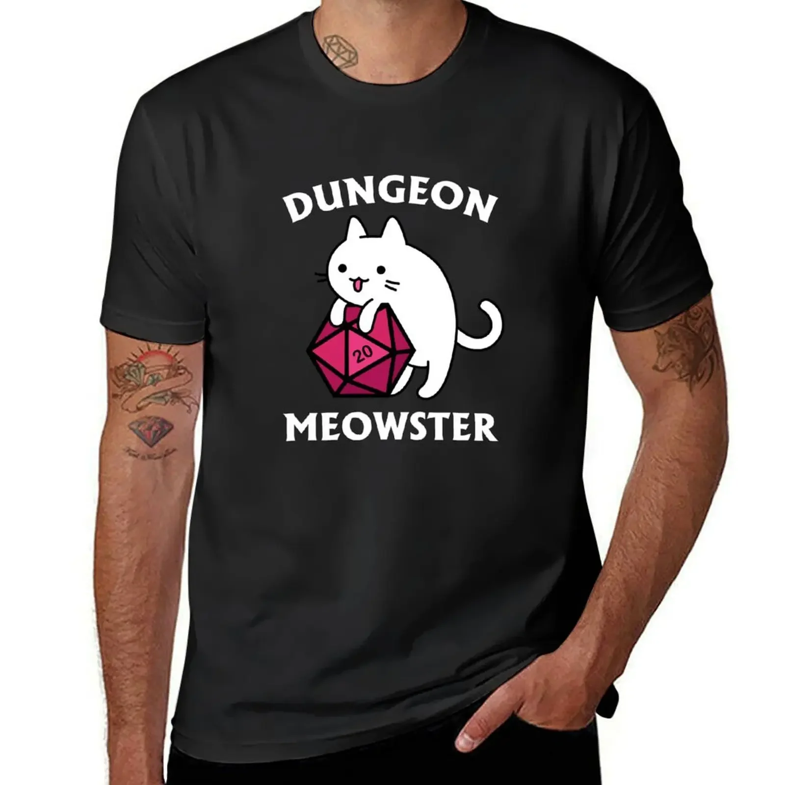 Dungeon Meowster - DnD Dungeon Master Cat with D20 T-Shirt customs new edition men graphic t shirts