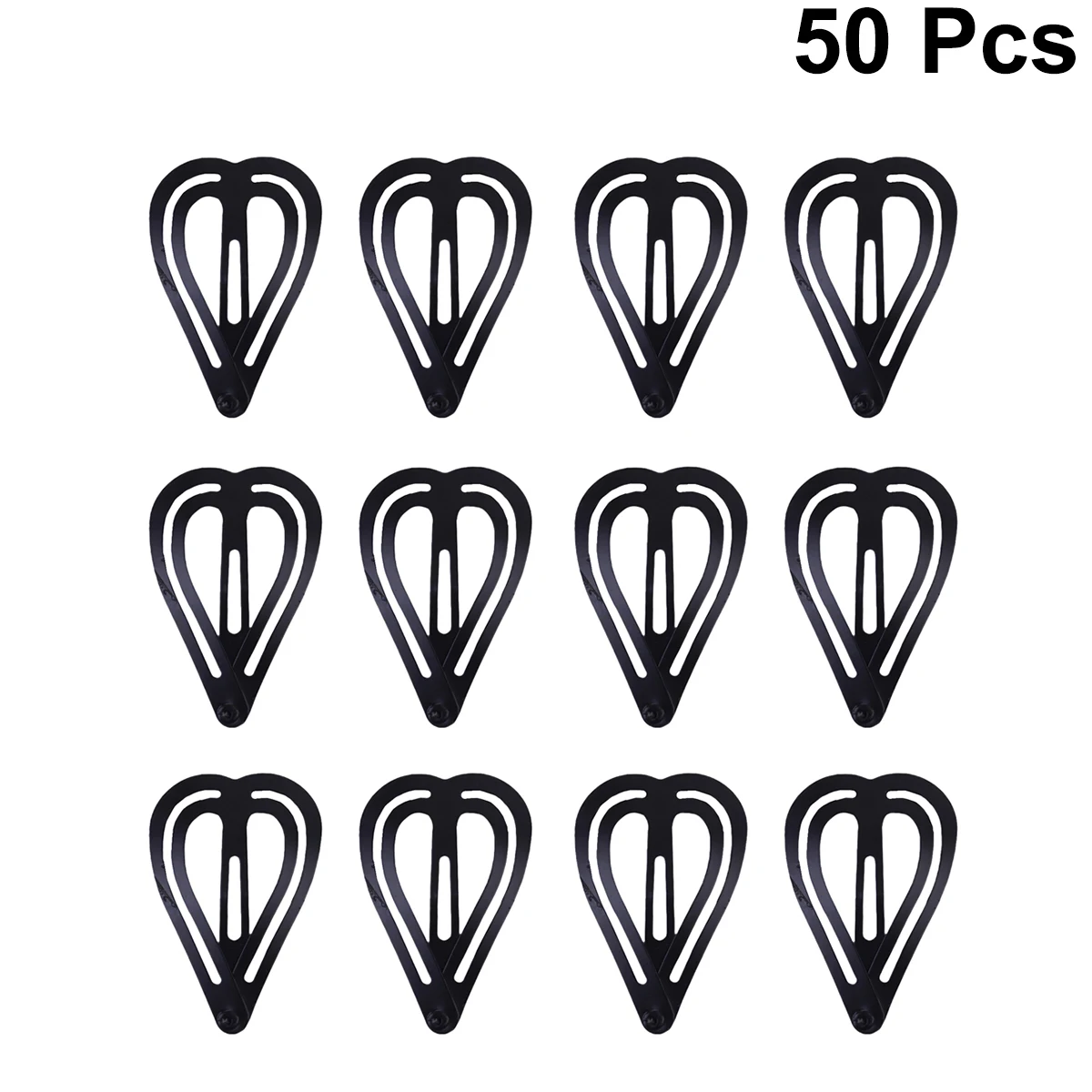 

50pcs Hair Alloy Heart Bang Women Girls Black Bobby Pin Durable Material Classic Design HairstyleDecoration Gift