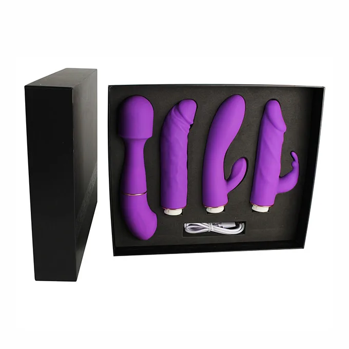 

GOFLYING Luxury Vibrators Set Wholesale 4 in 1 vibrating Interchangeable G Spot Clitoris Wand Massage Vibrator Kit