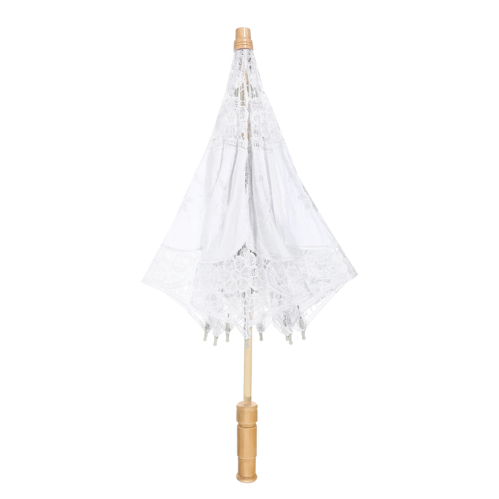 Retro Decor Photography Umbrella Vintage Wedding Bridal Bride Wooden Handheld Prop with Handle