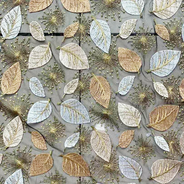 

1 ярд новая марлевая ткань цветная ткань с вышивкой кленового листа для пэчворка Высококачественное платье платье Cheongsam DIY tissu