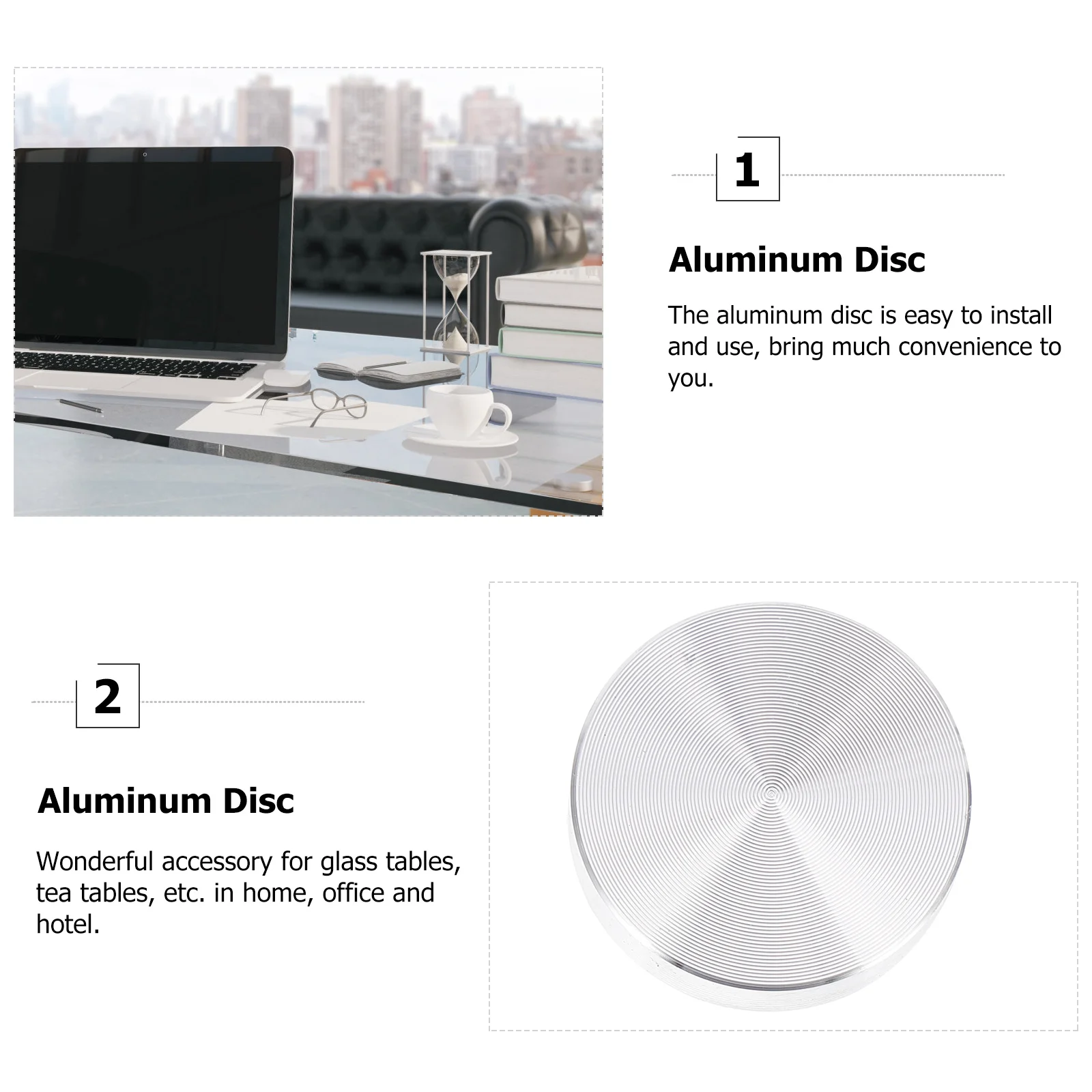 6pcs Aluminum Disc Silver Corrosion Resistant Glass Table Tops Adapter Thick Alloy Circle Round Disc for Coffee Tables Home