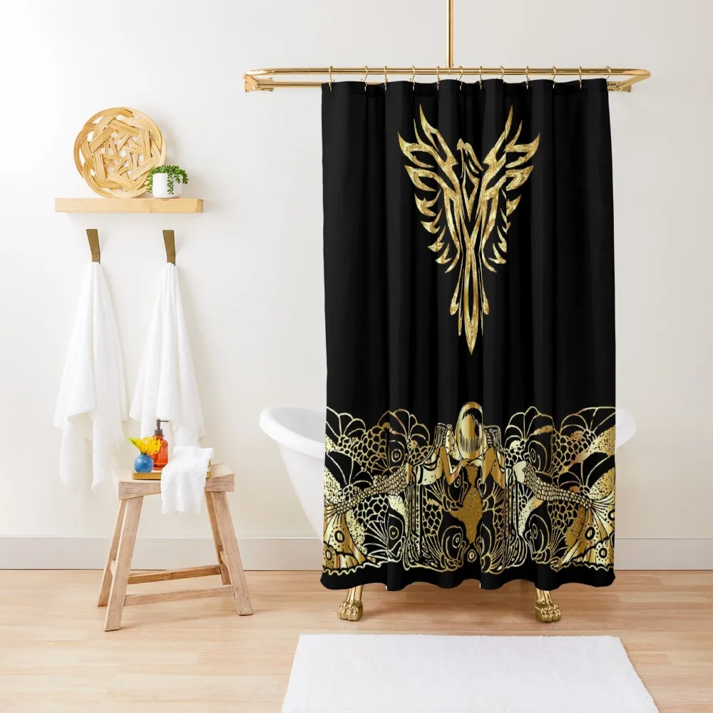 Black And Gold Luxury Shower Curtain Accessories For Shower And Services Bathtub Curtain