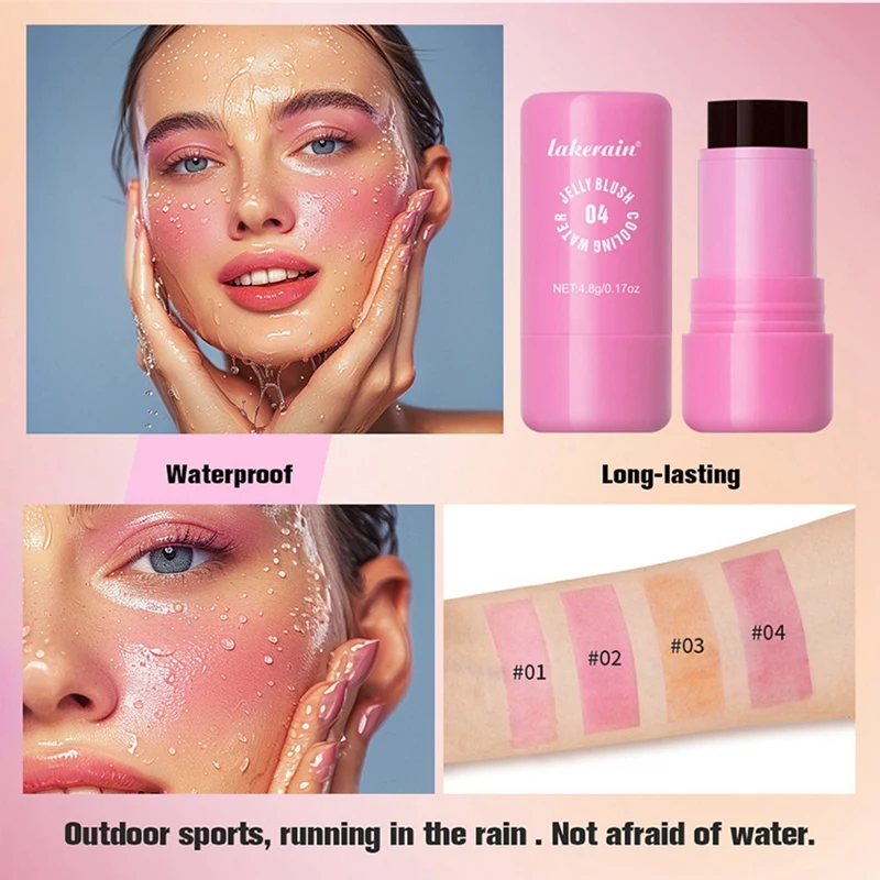 Lakerain Fruit Jelly Blush, Jelly Cheek Blush Lip Cheek Lip Tint Długotrwały nawilżający makijaż do konturowania twarzy