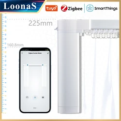 Tuya Zigbee-Motor Elétrico Inteligente de Cortina, 3 ° G Curto, 자동적Sistema Remoto Motorizado, Trilho de Espessura 1,3mm, Suporte Alexa e Google Assistant Smartthings