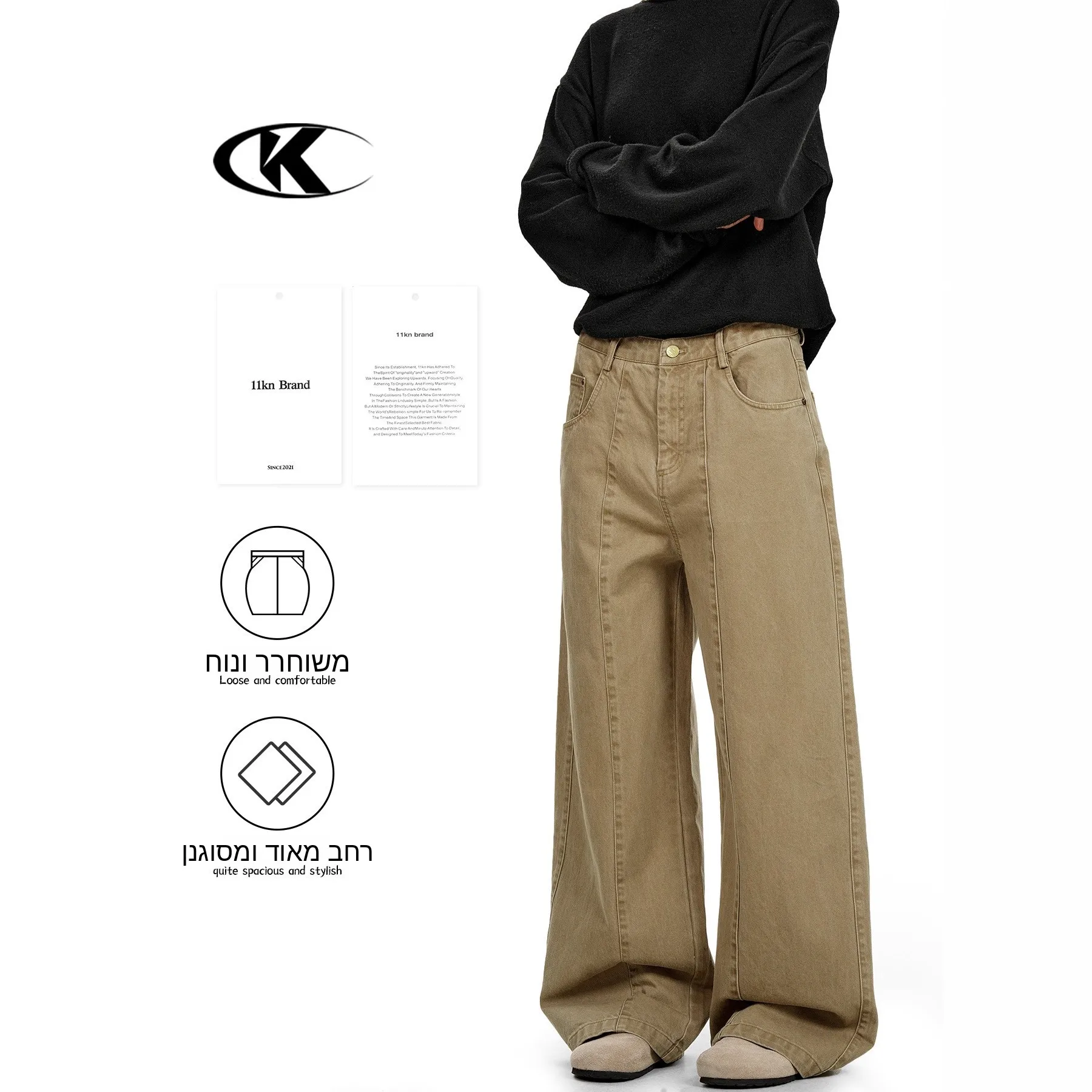 American Style Retro Cotton Work Pants Wide Leg Loose Multiple Pocket Silhouette Neutral Slimming Casual Long Trousers