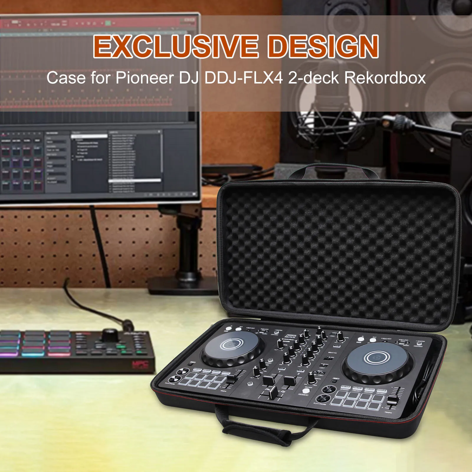 LTGEM-funda para Pioneer DJ DDJ-FLX4, Rekordbox de 2 decks y