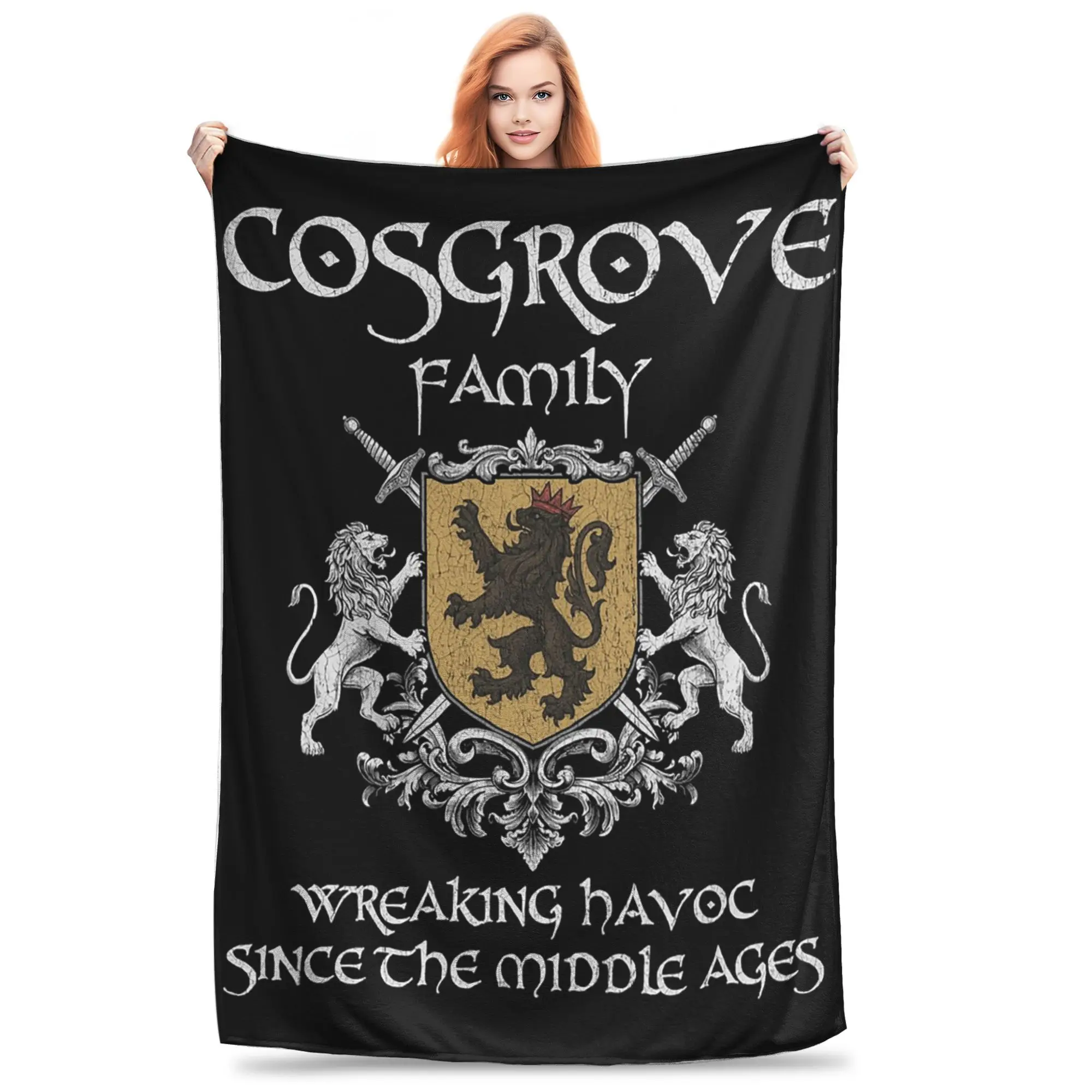 

Cosgrove Family Crest средневековое одеяло с эмблемой наследия портативное фланелевое одеяло для дивана для дома, спальни, улицы