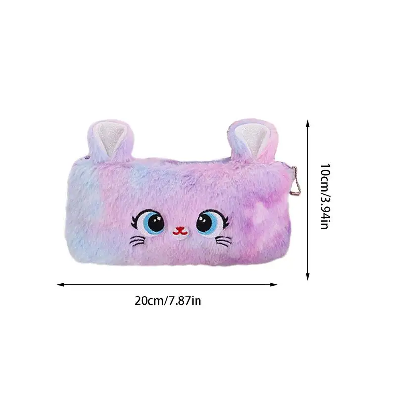 Милый пенал, плюшевый мягкий модный пенал в виде кошки, Женский пенал, органайзер для карандашей, школьные принадлежности, сумка для хранения с гладкой молнией
