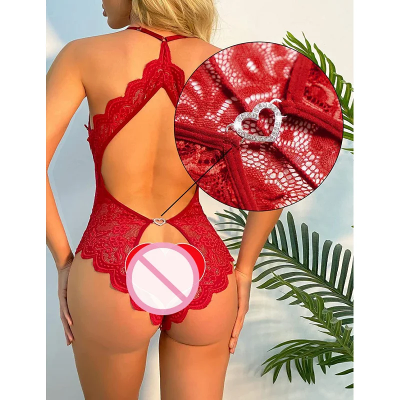 2025 Body sexy senza schienale in pizzo europeo e americano taglie forti DeepVSeductive Diamond Love Lingerie sexy lpqq0001