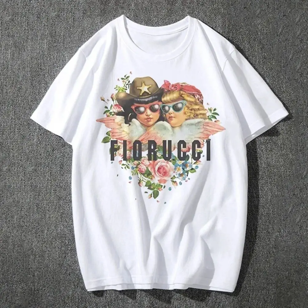 Fashion Fiorucci Baby Angel Graphic Tshirt Summer Classic Aesthetic T Shirt for Women Kawaii Clothes